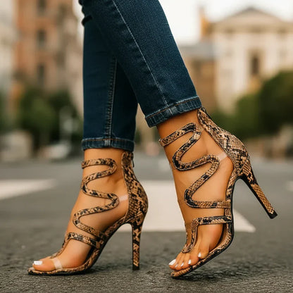 Naliera - Sandales à talons aiguilles texturées à brides enroulées