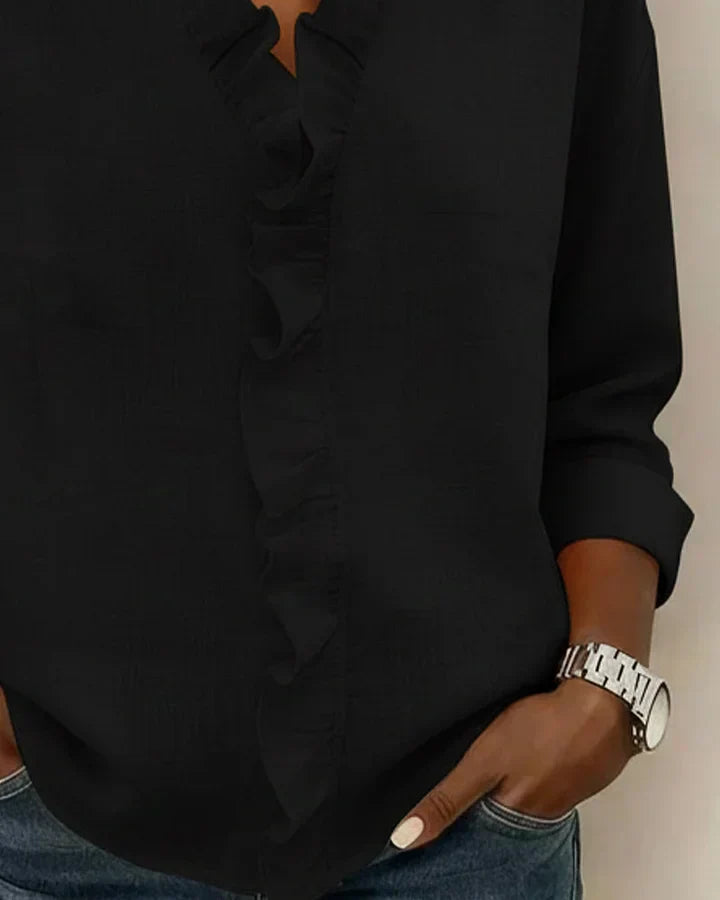 Maeryn - Blouse haut de gamme à volants avec décolleté en V